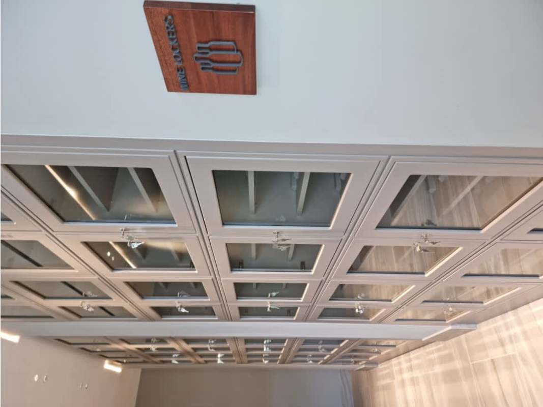 Private glass-front wine lockers in luxury apartment building Santa María Panama