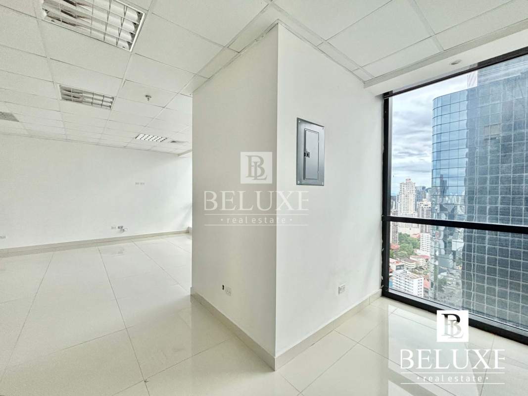 Reception area and meeting room of furnished office space PH Towerbank Panama City
