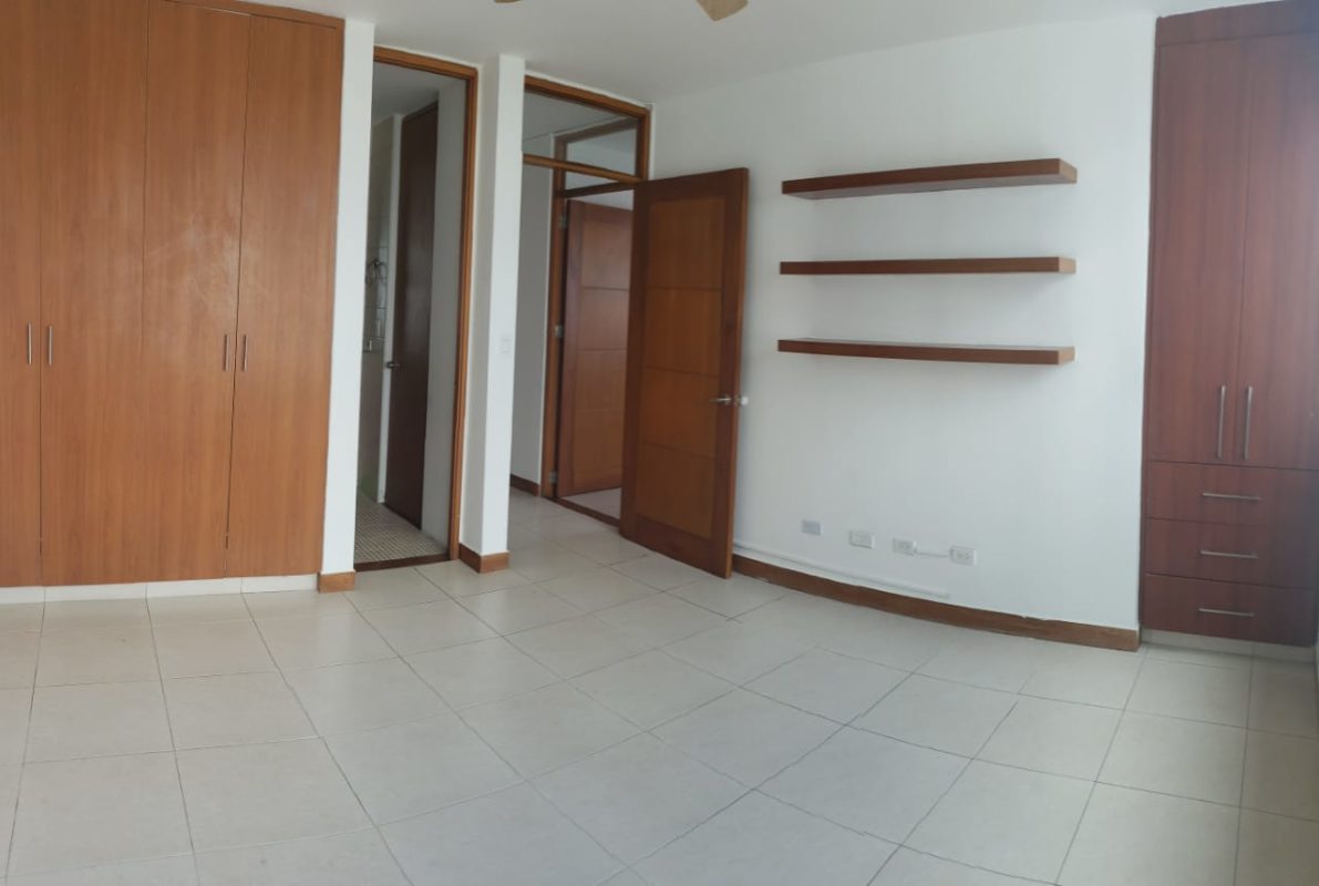 Contemporary bathroom mosaic tiles glass shower wood vanity PH Mont Royale Panama City