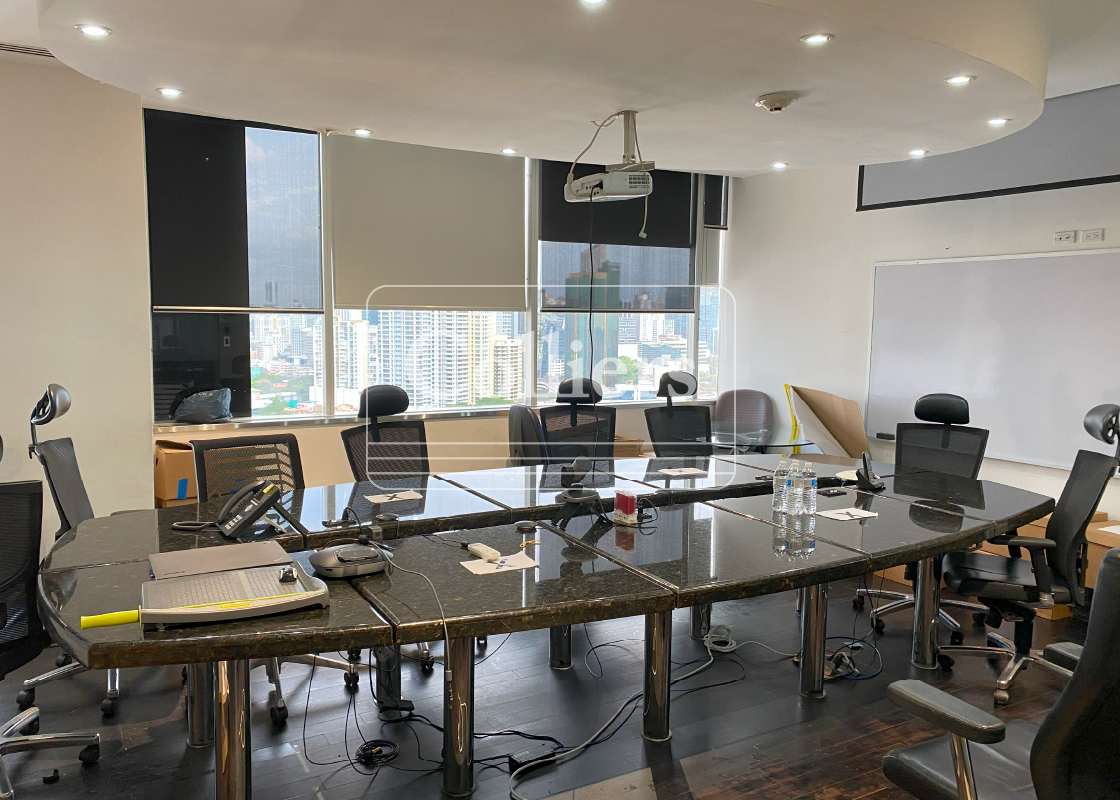 Exterior view of Torre de las Américas glass facade high-rise in Punta Pacífica business district Panama City