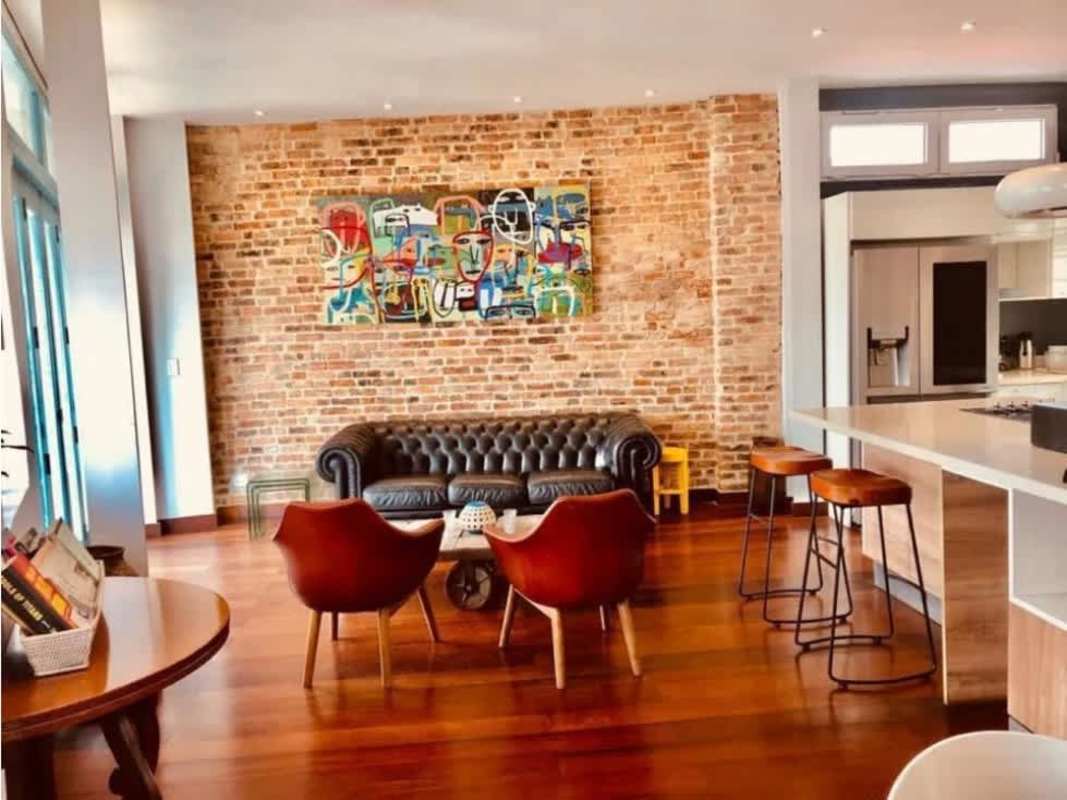 Bright interior of one-bedroom loft apartment Casco Viejo Panama