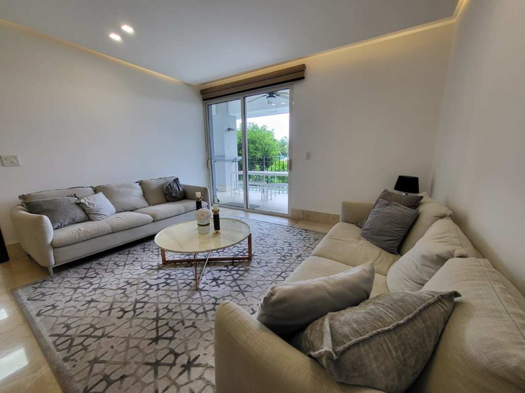 Bright bedroom with balcony access furnished luxury PH The Reserve Panama City