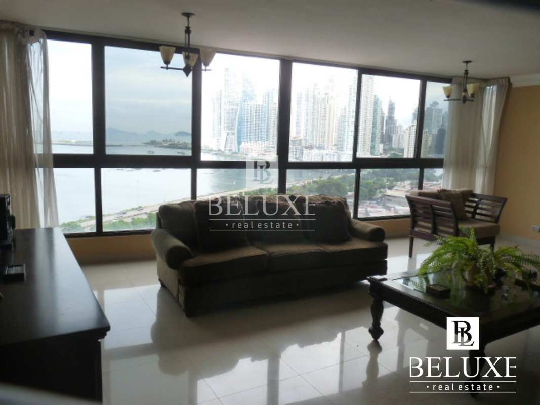 Modern living area with city and ocean view windows PH San Francisco Bay Panama