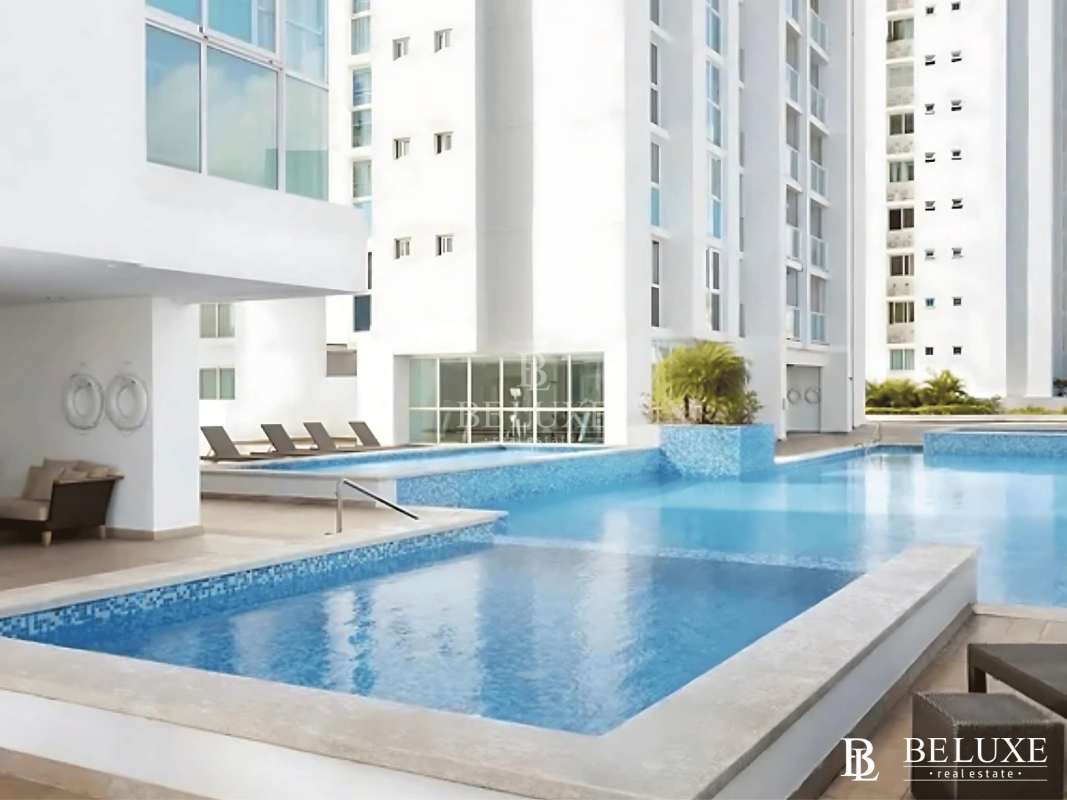 Spacious open-plan living dining area in apartment at PH Kings Park Panama