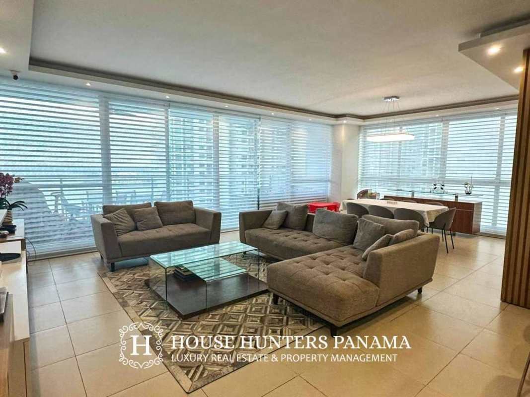 Large open living space with skyline view in PH Oceanaire Punta Pacifica Panama