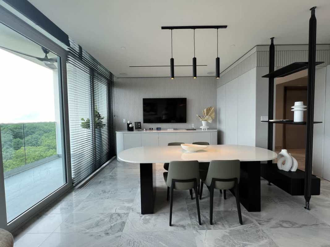 Luxury kitchen marble countertops grey white cabinets PH The Ivy Santa María Panama