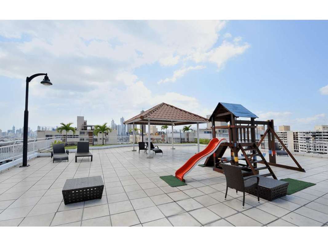 Modern spacious living dining area with balcony access at PH Mei Panama City