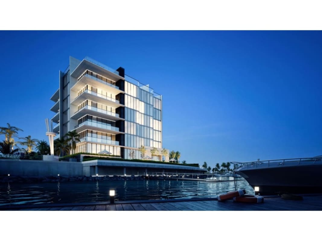 Elegant modern lobby with contemporary art in Montecarlo Ocean Reef private island condo Panama