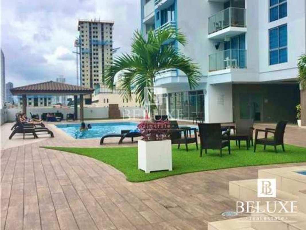 Open-plan living area with great views, balcony access in PH Torres de Castilla San Francisco Panama