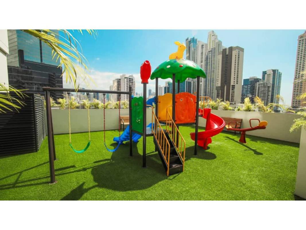 Modern bedroom with closet and large window at PH The Gray