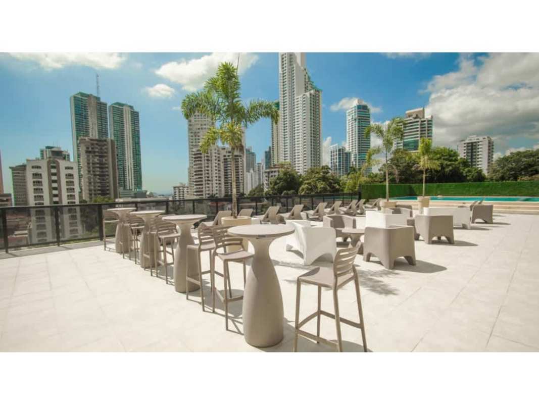 Coworking lounge and meeting rooms in building amenities PH The Gray Panama