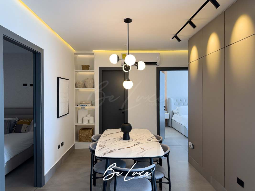 Contemporary marble dining area open plan with views at PH Victory Sport Coco del Mar Panama