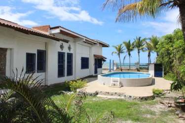 Coastal Mediterranean style house with pool, palm trees, beachfront in Nueva Gorgona Panama