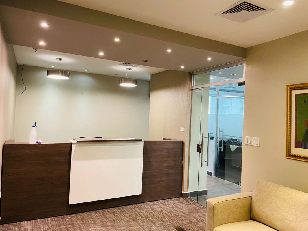 Spacious office area with glass partitions in Financial Park Costa del Este Panama City