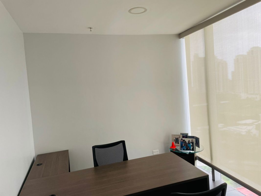 Executive private office featuring city views and large windows at Costa del Este Panama