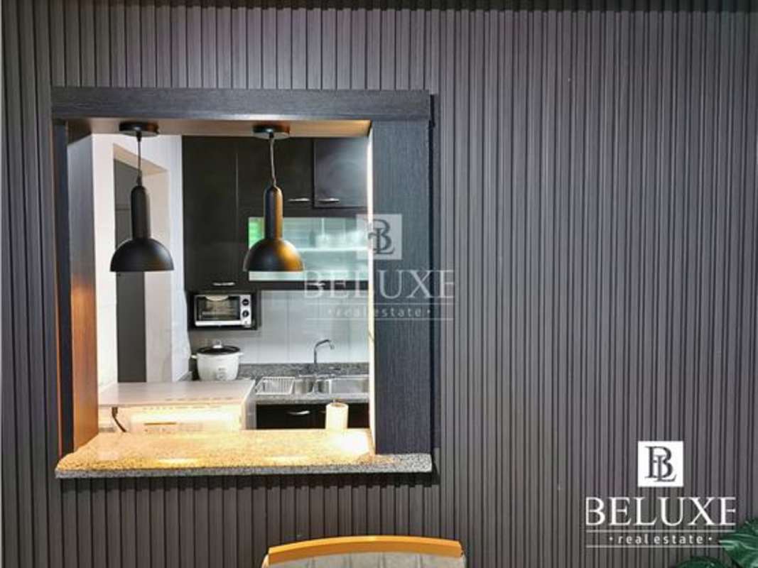 Contemporary kitchen with granite countertop and appliances in PH Majestic Garden Panama City