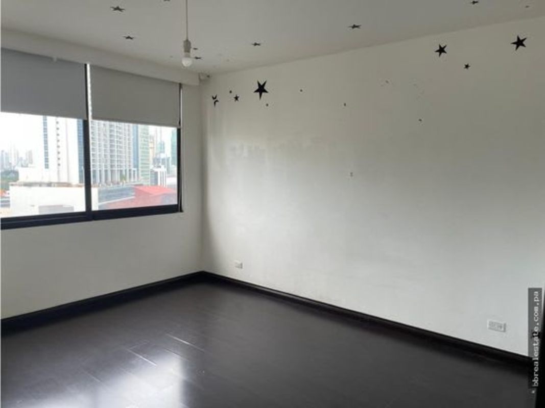 Bathroom with double sinks, large mirror, glass shower PH Los Delfines Marbella Panama City