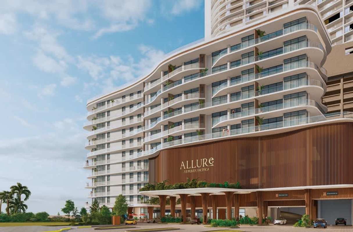 Rooftop infinity pool overlooking Pacific Ocean at Allure Punta Pacifica Panama City