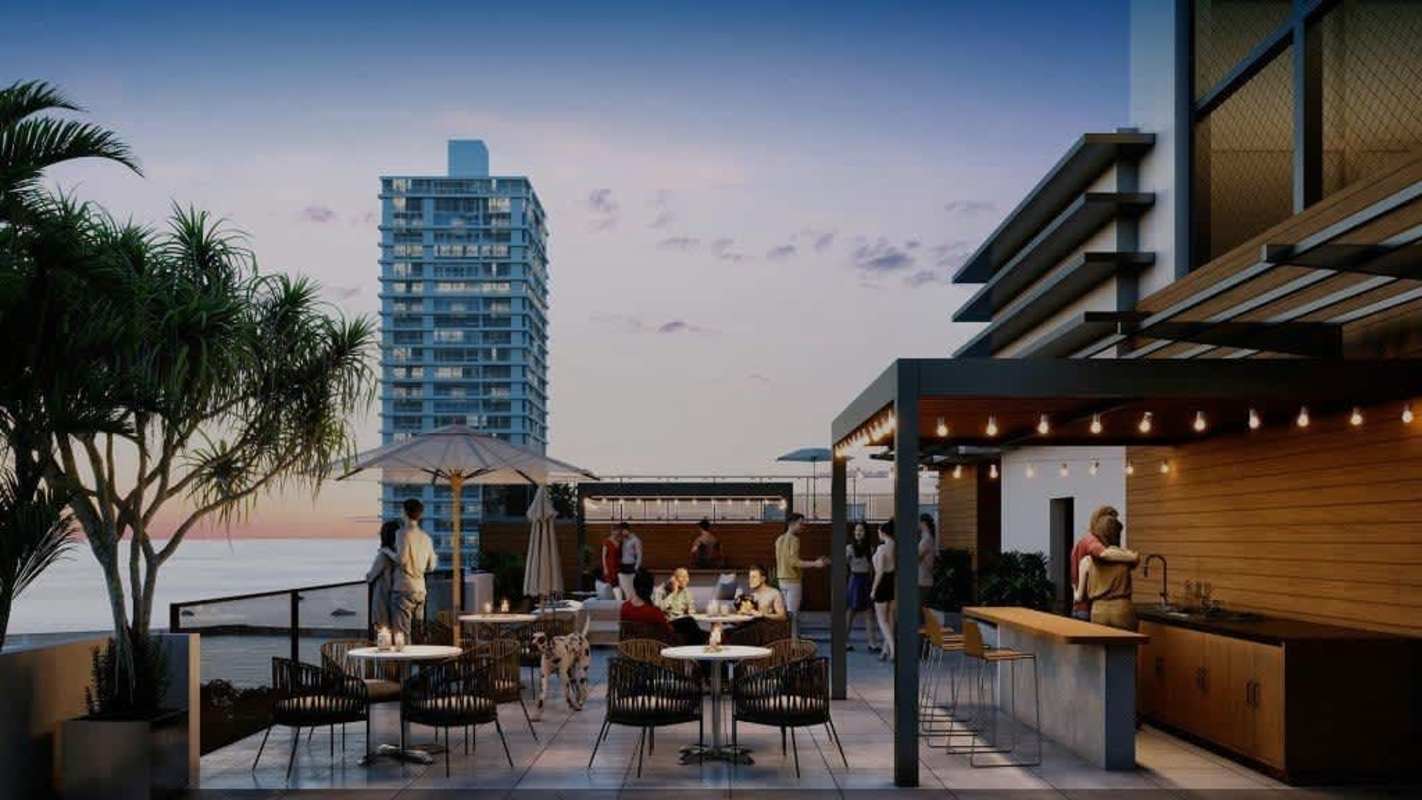 Rooftop terrace with outdoor kitchen dining lounge PH Bella Vista Place Panama City