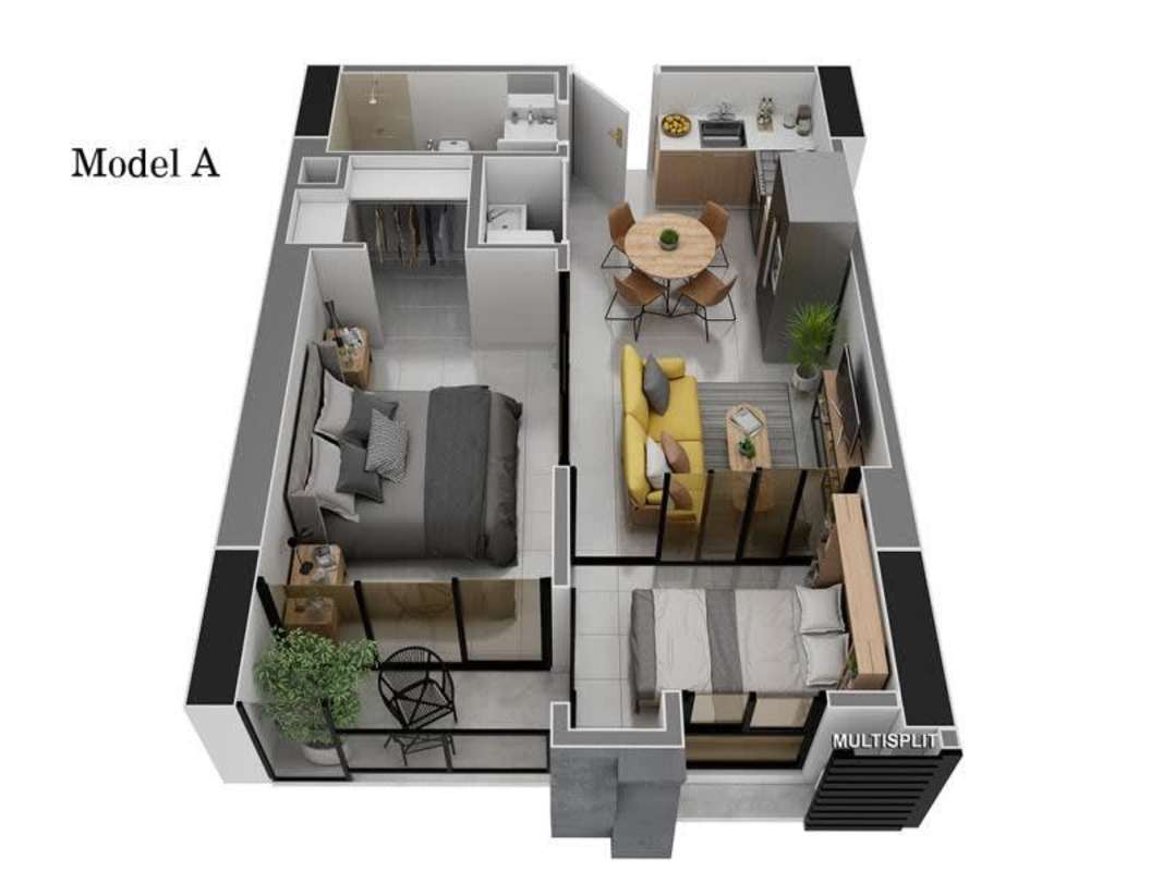 Open-concept living dining area glass door bedroom PH Bella Vista Place Panama City