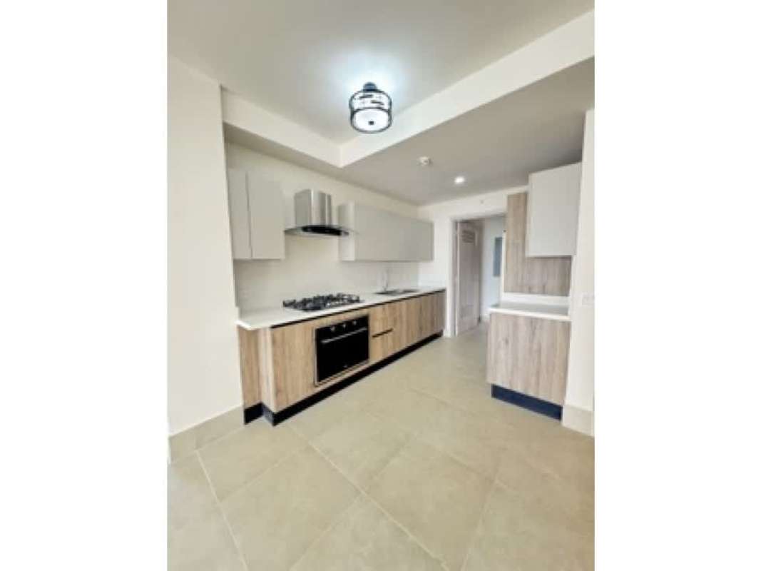 Kitchen with built-in appliances in Ocean House Santa María Panama luxury apartment