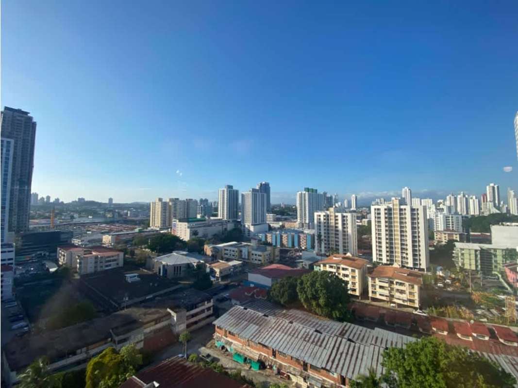 Facade of PH Buonavista high-rise residential tower in Carrasquilla Panama City