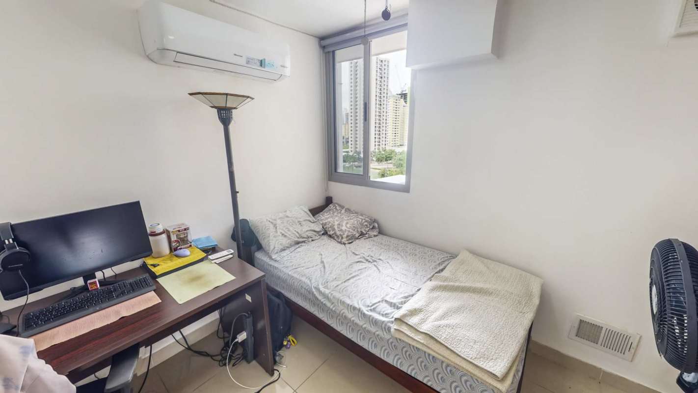 Master bedroom with mountain views and ensuite bathroom in PH Rokas Condado del Rey Panama City