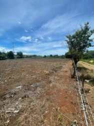 Flat cleared land with fence line and blue sky for sale Playa Leona Capira