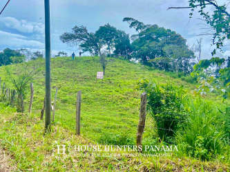 Fenced pasture with scenic mountain and sky backdrop in Jaramillo Boquete