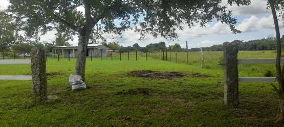 Large countryside parcel with small shed, hacienda fence, trees near Rio Hato