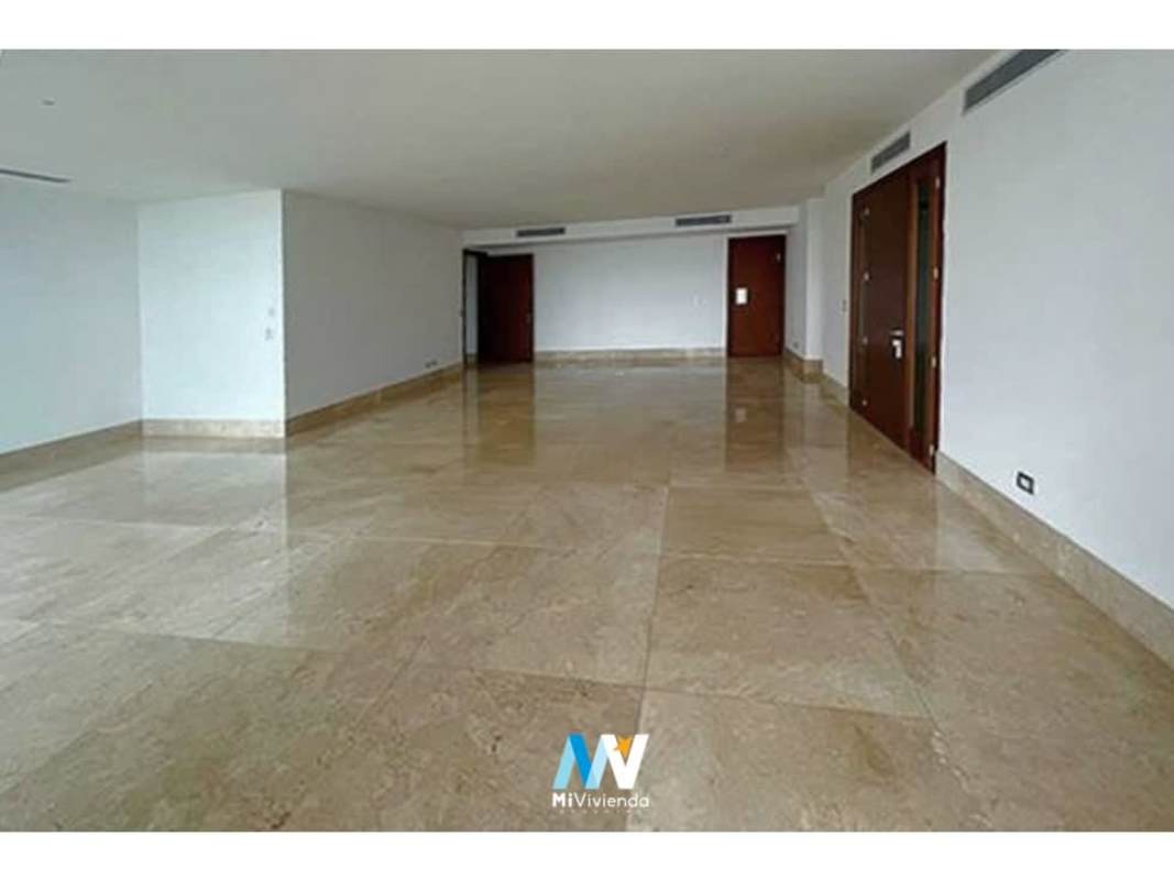 Living room with marble tile flooring and ample natural light luxury condo Santa Maria Panama