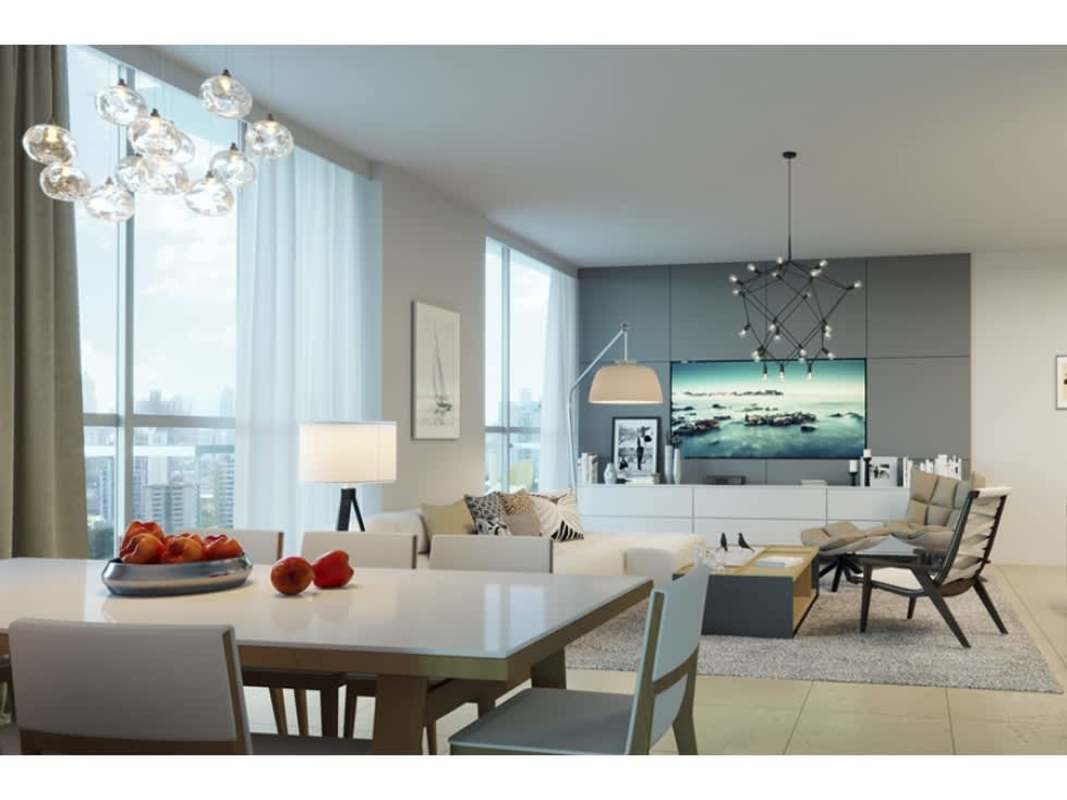 Open concept living room with bright natural light PH Bonavista at The Park Panama