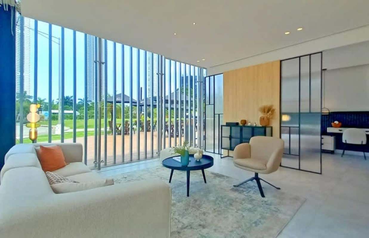 Infinity rooftop swimming pool overlooking skyline at Generation Tower Costa del Este Panama