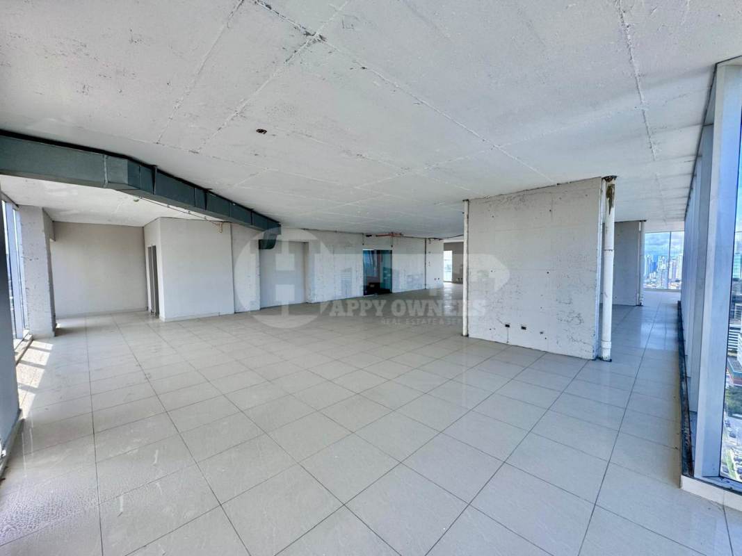 Unfinished commercial open space with large windows panoramic city view at PH SL55 Obarrio Panama