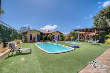 Guest room balcony overlooking tropical gardens boutique hotel Boca Chica Panama