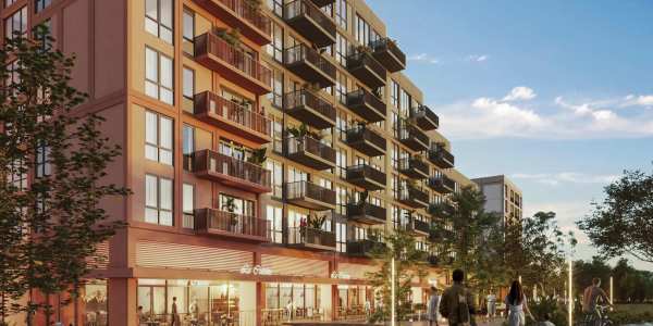 Spacious modern building lobby with indoor garden and glass wall at Ciudad Nueva Betania Panama