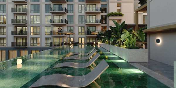 Bright open-plan kitchen and living area with balcony in new condo Ciudad Nueva Panama