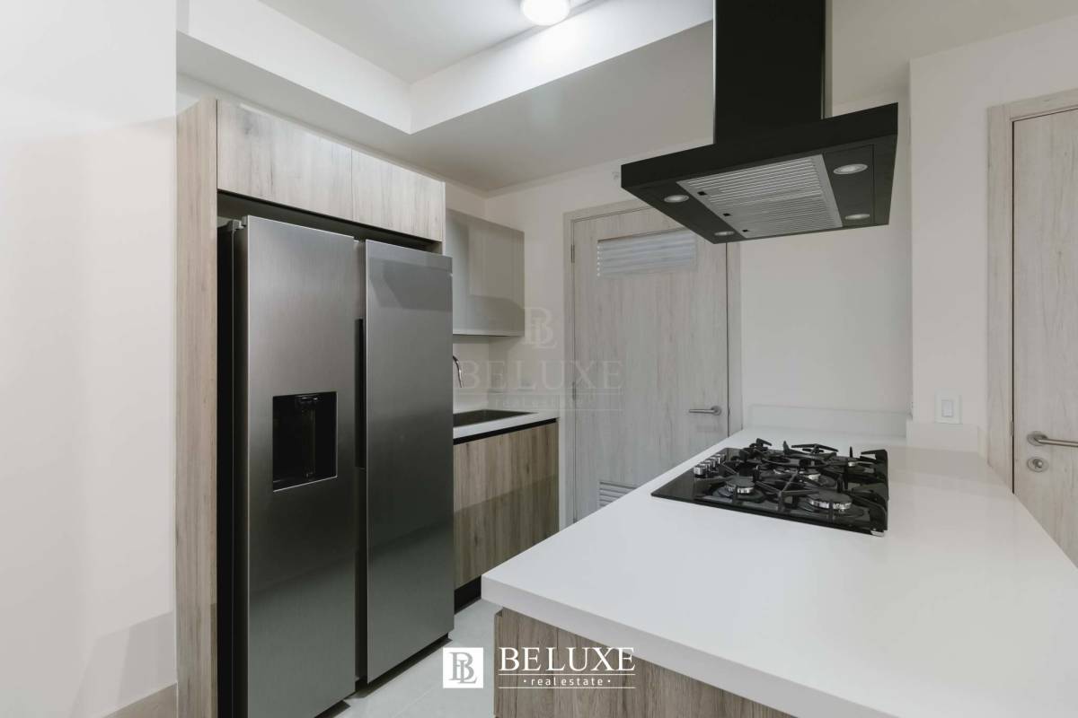 Built-in stainless appliances and minimalist cabinetry luxury apartment PH Ocean House Santa Maria Panama