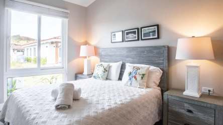 Large bedroom with natural light vaulted ceilings Playa Venao luxury villa