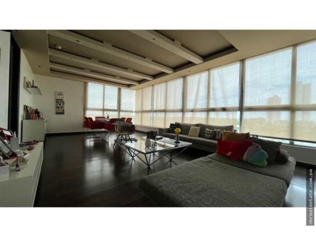 Spacious living and dining room with city views in PH Soho Tower Costa del Este Panama