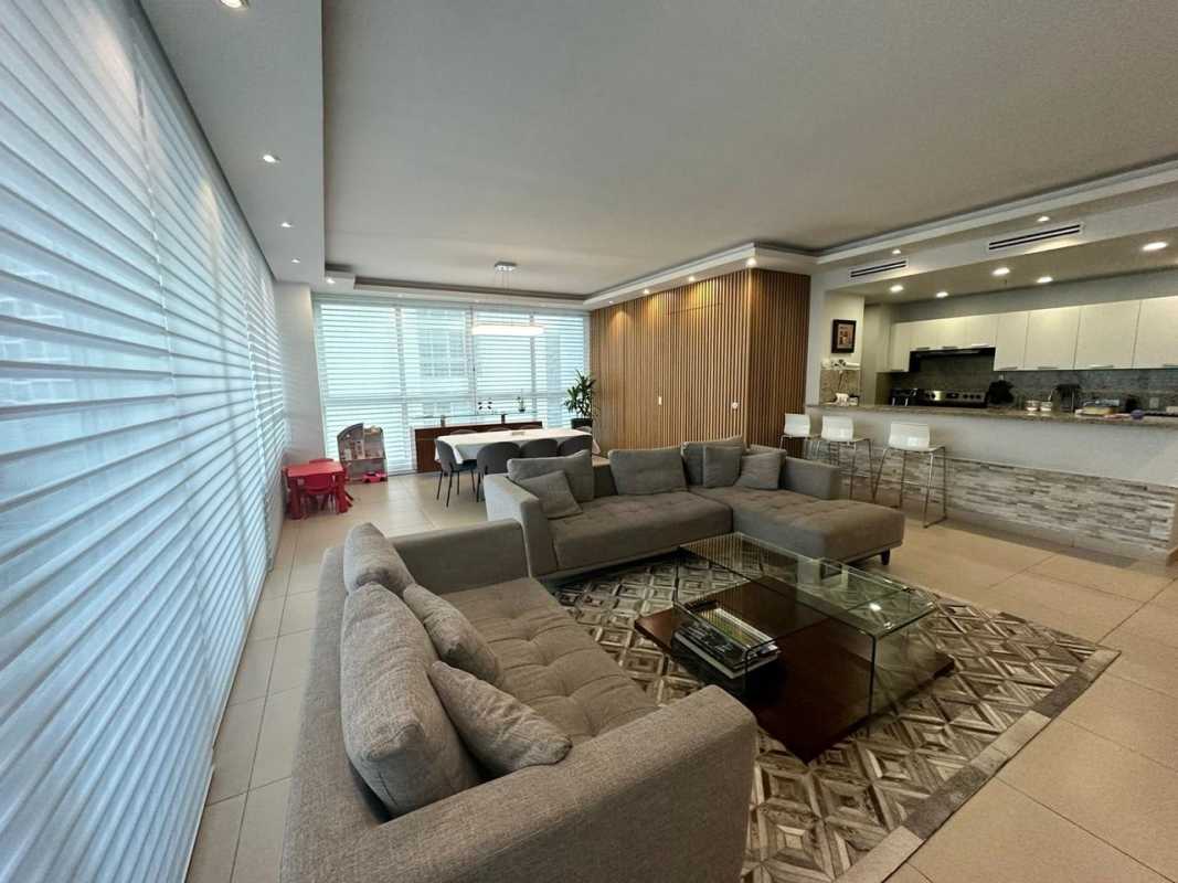 Spacious dining and living room with floor-to-ceiling windows ocean view PH Oceanaire Panama City