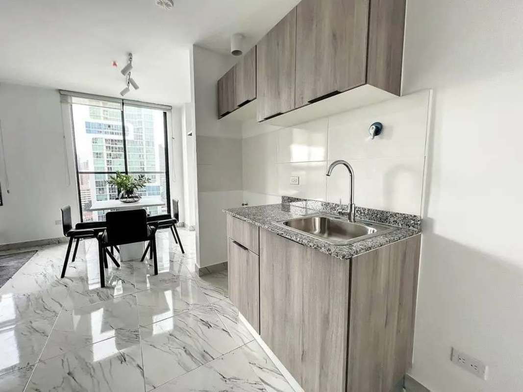 3D floor plan one-bedroom apartment open design at The Gray Tower Panama City