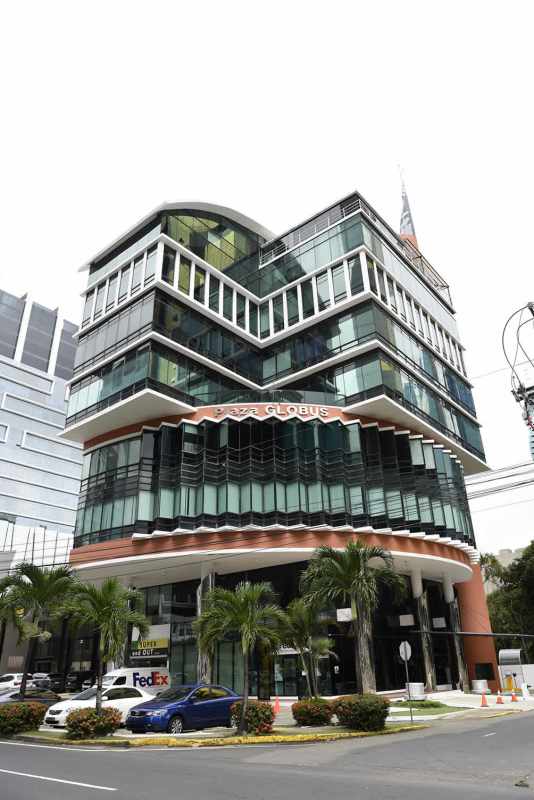 Modern skyscraper glass facade corner lot PH BICSA Tower Obarrio Panama