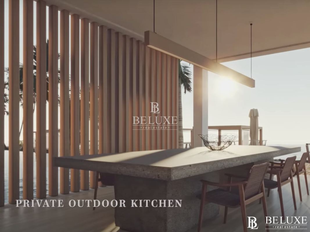 Balcony with glass rail and panoramic ocean view in luxury apartment The Palms Ocean Reef Islands Panama