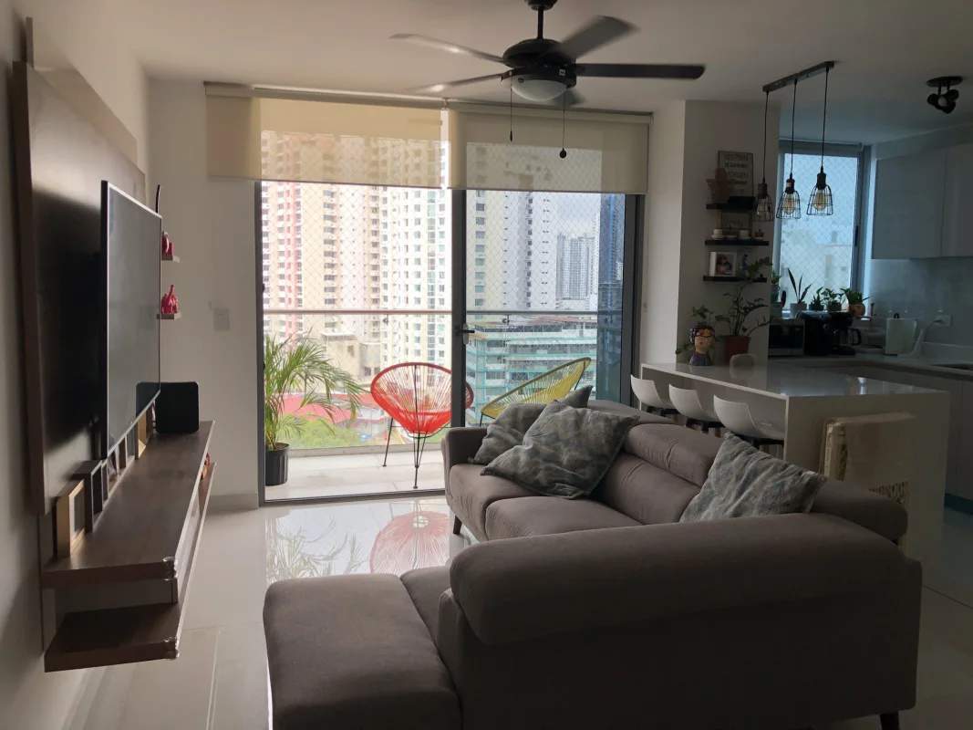 Open living dining with balcony view at PH Argentina Panama City