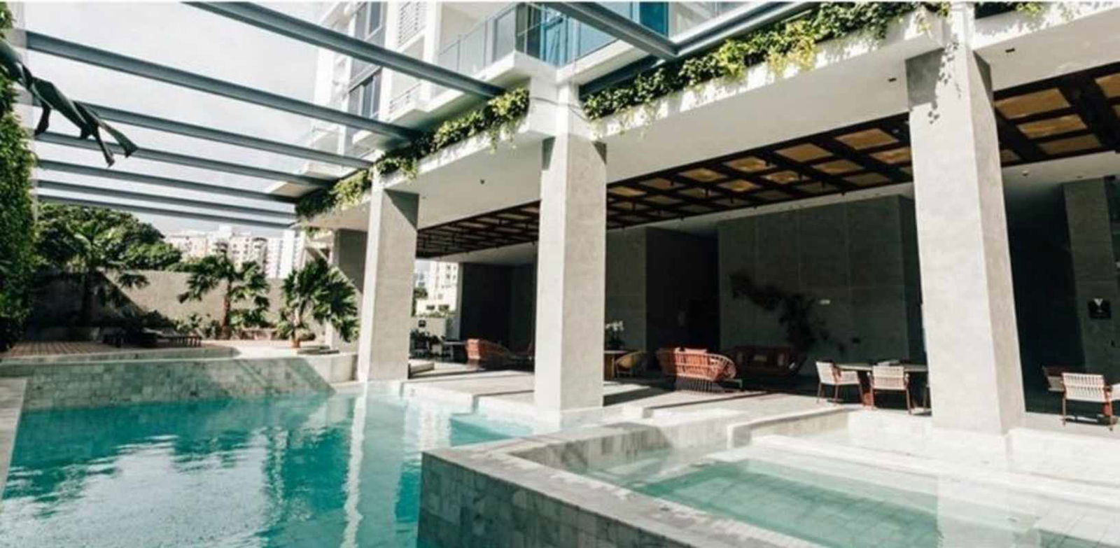 Building pool area with terrace pergola lounge PH Argentina Panama City