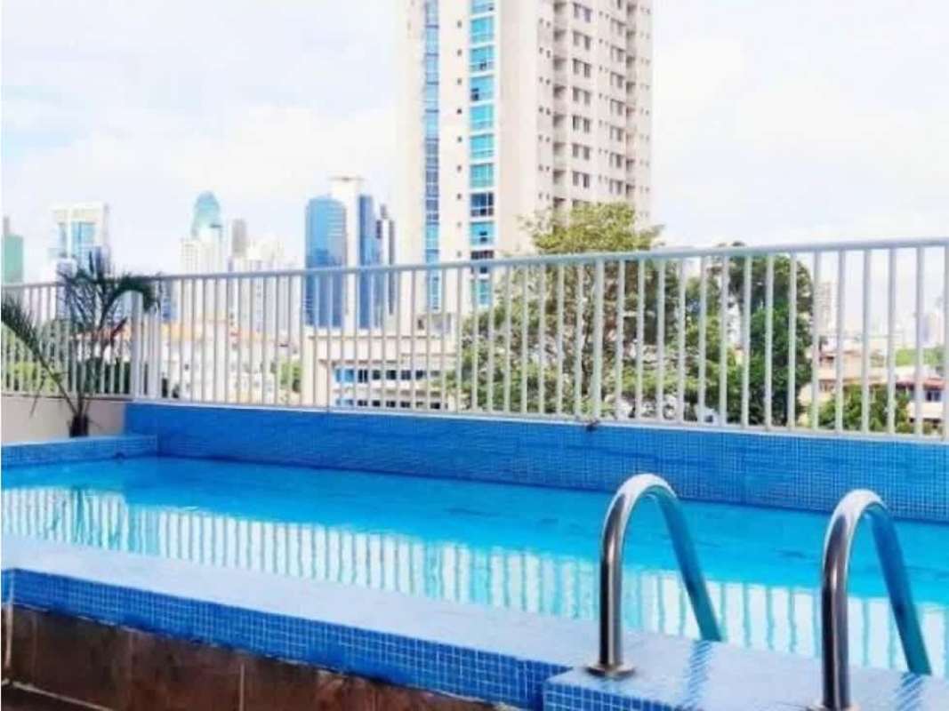 Modern kitchen in PH Fairmont Plaza featuring granite surfaces and stainless appliances in San Francisco Panama