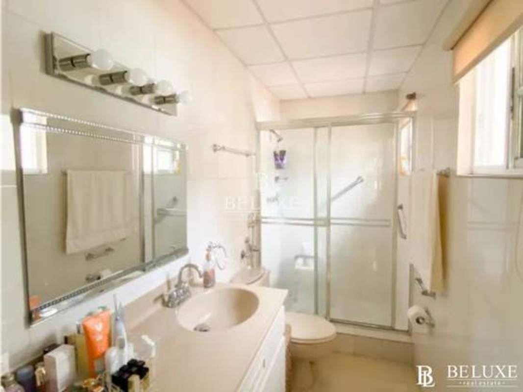 Contemporary bathroom glass shower enclosure large vanity mirror Bethania house sale