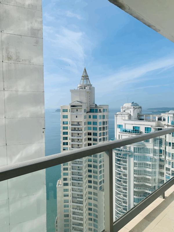 Ocean and skyline view from balcony at PH The Ocean Club Punta Pacifica Panama