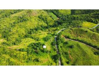 Aerial photo of pasture and hills with natural greenery in Las Minas Herrera Panama